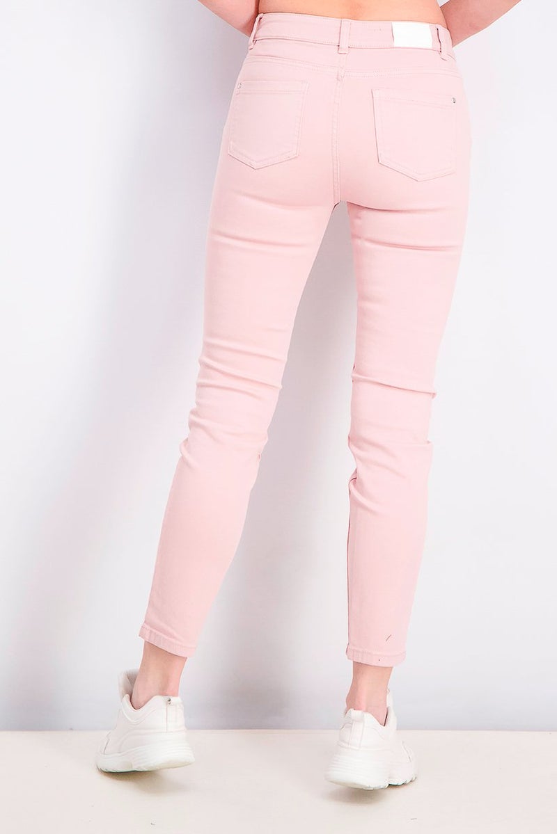 Tchibo Women Slim Fit Plain Skinny Pants, Rose - Image 4